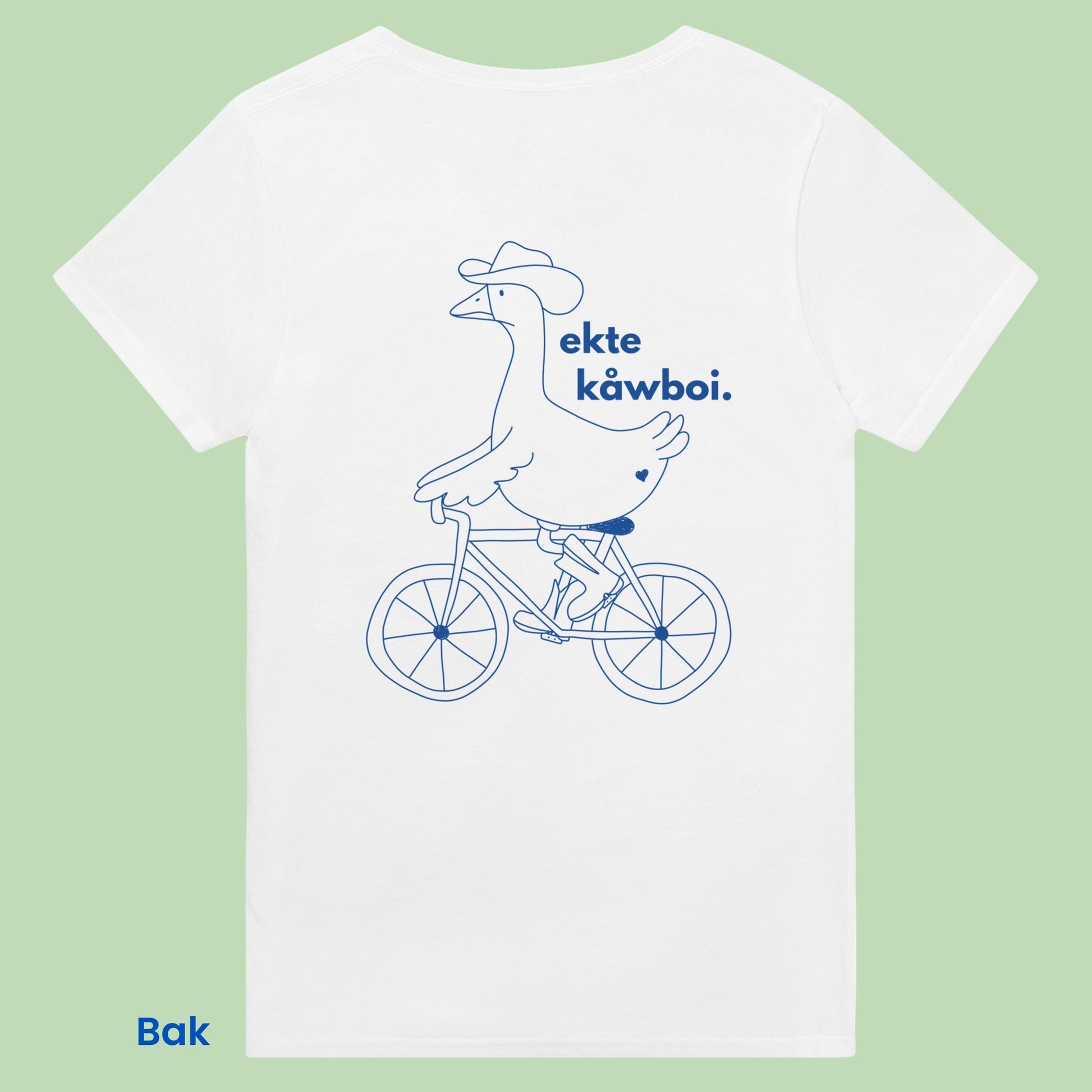 Blå og hvit t-skjorte. Morsom tekst for Kaos menneske, som lever et ekte cowboy liv. Morsom gave til venn.